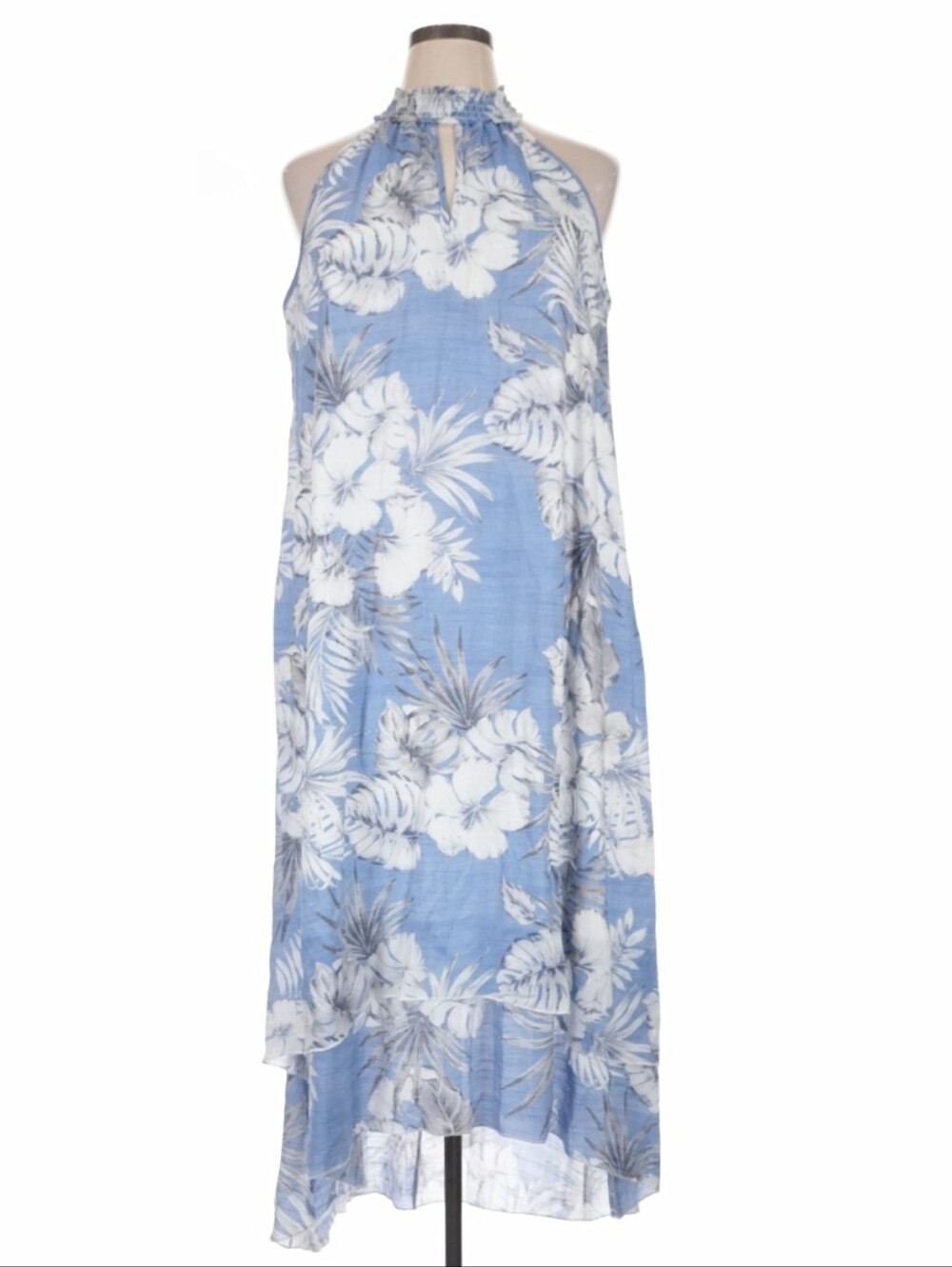 Mile Gabrielle, Blue & White Floral Halter Midi Dress